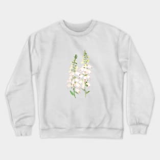 2 white foxgloves flowers blossom ink and watercolor Crewneck Sweatshirt